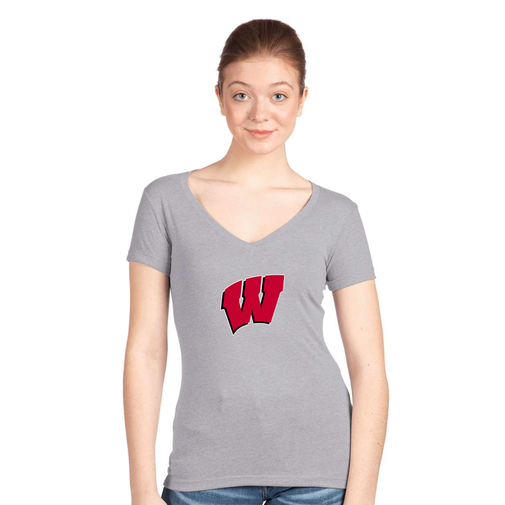 Women's Wisconsin Badgers  Next Level V-Neck T-Shirt